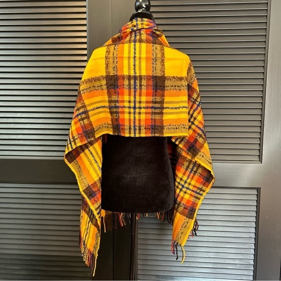 Kenzo Autumnal Textured Wool Blend Clueless Preppy, Gold, Pumpkin Orange Plaid - Picture 6 of 13